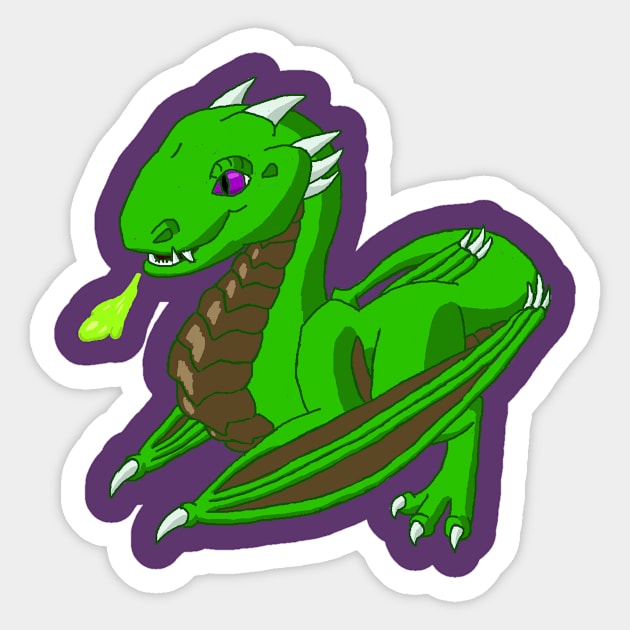 Baby Wyvern - Acid Sticker by PewterKat